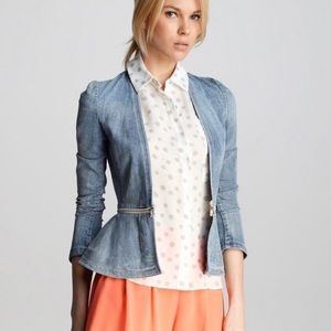 Rebecca Taylor🌈 Convertible Peplum Denim Jacket L
